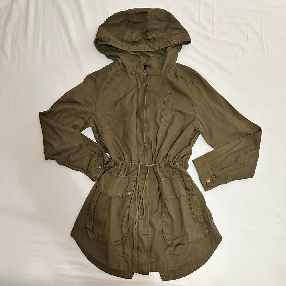 Olive green Utility hooded jacket Sz M